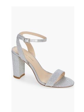 Pelle Moda Brynn Ankle Strap Sandals Silver Glitter Women’s Size 10